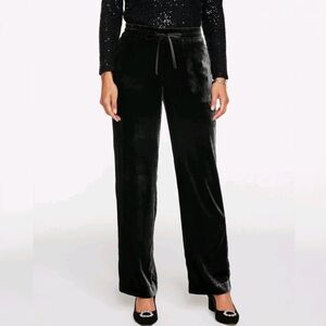 Talbots Plus Petite Velvet Pull On Straight Leg Pants 2XP Black NEW 2025